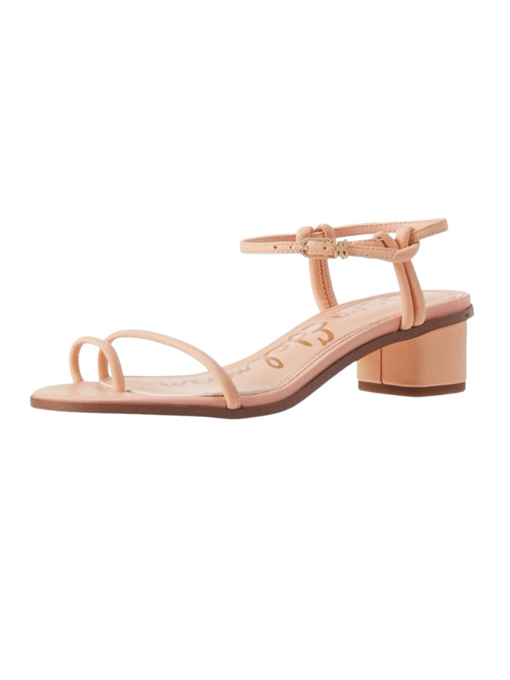 Sam Edelman Isle Peach Leather Low Block Heel Sandal size 8